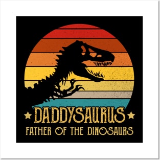 Daddysaurus Father Of The Dinosaurs T rex Retro Vintage Sunset Posters and Art